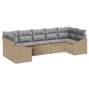 vidaXL Sofa Set mit Kissen 7 pcs Beige Poly Rattan