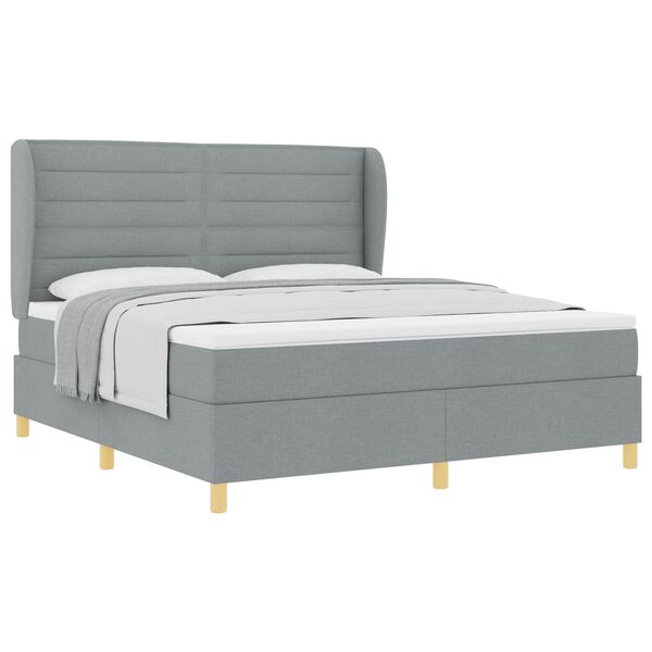 vidaXL Boxspringbett mit Matratze Hellgrau 200 x 180 cm Stoff