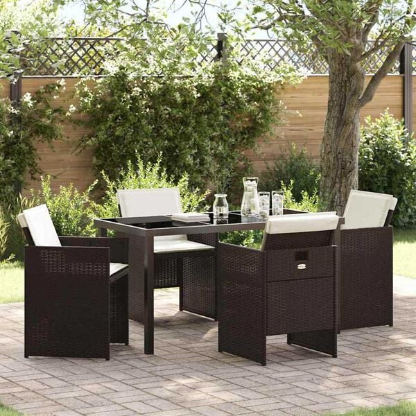 vidaXL Garten Essgruppe 5 pcs Braun Poly-Rattan