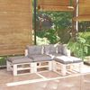 vidaXL 4-tlg. Garten-Lounge-Set aus Paletten mit Kissen Kiefernholz