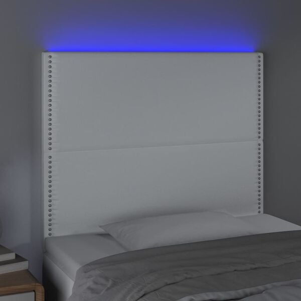 vidaXL LED Kopfteil Wei&szlig; 100x5x118/128 cm Kunstleder