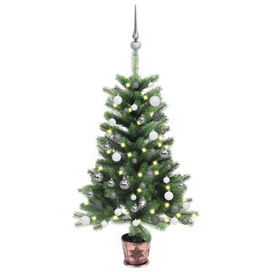 vidaXL K&uuml;nstlicher Weihnachtsbaum mit Beleuchtung & Kugeln 90 cm Gr&uuml;n