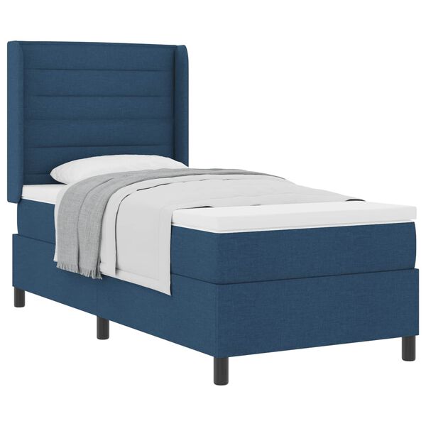 vidaXL Boxspringbett mit Matratze mit Kopfteil Blau 200 x 90 cm Stoff