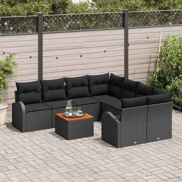 vidaXL Garten-Sofa-Set 9 pcs Schwarz
