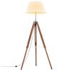 vidaXL Stativlampe Honigbraun und Wei&szlig; Teak Massivholz 141 cm