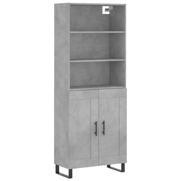 vidaXL Highboard Betongrau 69,5x34x180 cm Holzwerkstoff