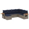 vidaXL 7-tlg. Garten-Sofagarnitur mit Kissen Grau Poly Rattan
