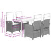 vidaXL 5-tlg. Garten-Essgruppe mit Kissen Grau Poly Rattan