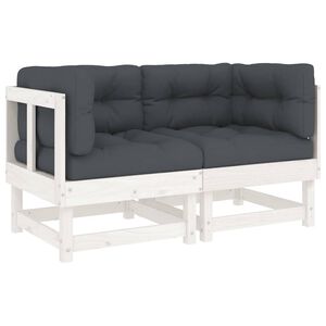 vidaXL Ecksofas mit Kissen 2 Stk. Wei&szlig; Massivholz Kiefer
