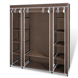 vidaXL Stoffschrank mit Fächern und Stangen 45×150×176 cm Braun