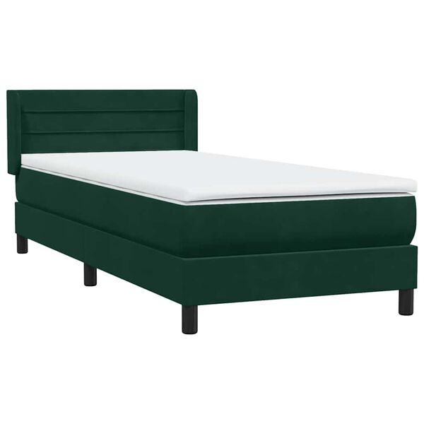 vidaXL Boxspringbett mit Matratze Dunkelgr&uuml;n 90x220 cm Samt