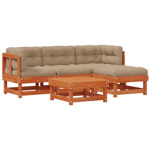 vidaXL Garten-Lounge-Set 15 pcs Wachsbraun Massives Kiefernholz