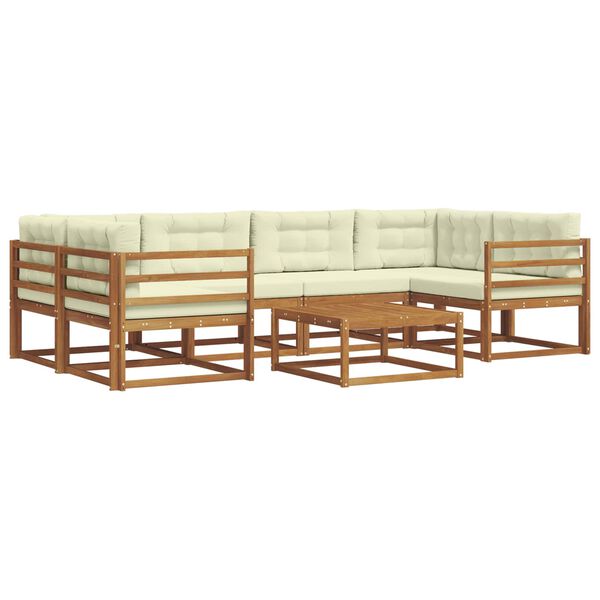 vidaXL Outdoor-Sofagarnitur mit Kissen 7 pcs Natur und Creme