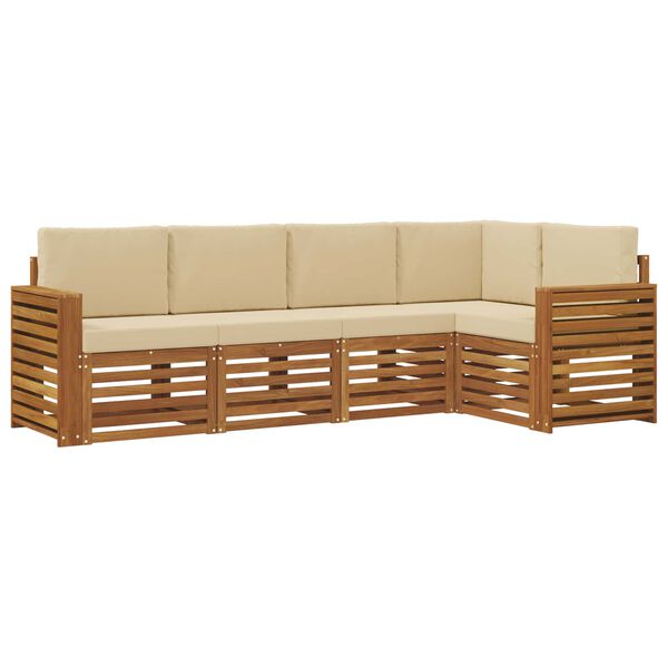 vidaXL Sofagarnituren 5 pcs Natur und Beige Massivholz Akazie