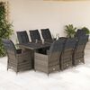 vidaXL 9-tlg. Garten-Bistro-Set mit Kissen Grau Poly Rattan