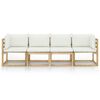 vidaXL Gartensofa 4-Sitzer mit Kissen in Creme