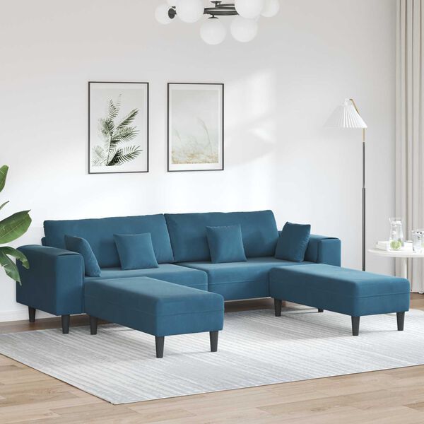 vidaXL Sofa 3 pcs Blau 250 x 188 x 76 cm Samt