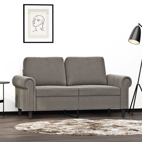 vidaXL 2-Sitzer-Sofa Hellgrau 120 cm Samt