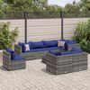 vidaXL 8-tlg. Garten-Lounge-Set mit Kissen Grau Poly Rattan