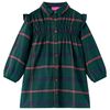 vidaXL Kinderkleid mit Langen &Auml;rmeln und R&uuml;schen Dunkelgr&uuml;n 140