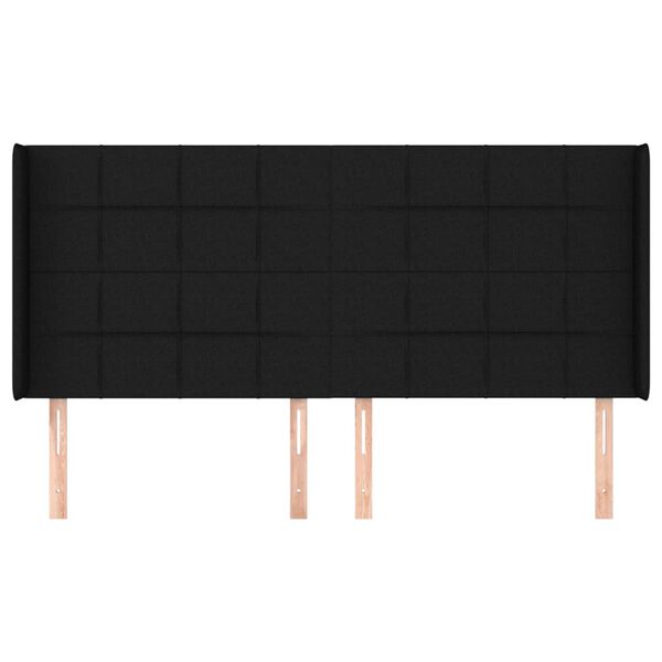 vidaXL Kopfteil mit Ohren Schwarz 163x16x118/128 cm Stoff