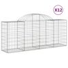 vidaXL Gabionen mit Hochbogen 12 Stk. 200x50x80/100cm Verzinktes Eisen