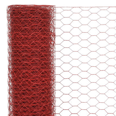vidaXL Drahtzaun Stahl mit PVC-Beschichtung 25x1 m Rot