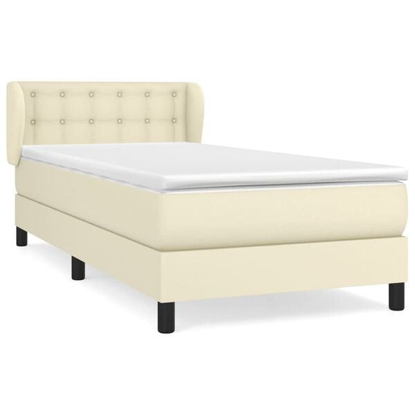 vidaXL Boxspringbett mit Matratze Creme 90x200 cm Kunstleder