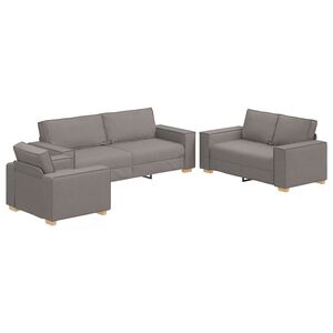 vidaXL Sofa 3 pcs Taupe 220 x 80 x 84 cm Leinenmischgewebe