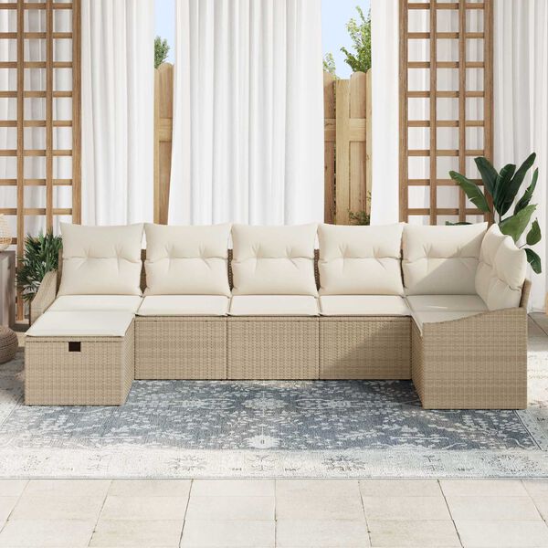 vidaXL Sofa Set mit Kissen 7 pcs Poly-Rattan