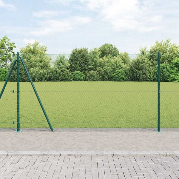 vidaXL Zaunpfosten Gr&uuml;n 10 x 1,2 m (13 mm Maschen) Stahl und PVC