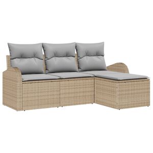 vidaXL Sofa Set mit Kissen 4 pcs Beige und Hellgrau Poly-Rattan