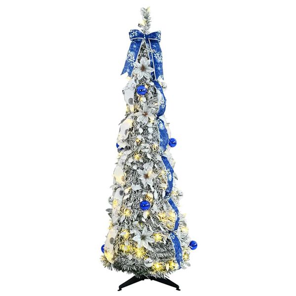 vidaXL K&uuml;nstlicher Weihnachtsbaum mit 100 LEDs Wei&szlig; 150 cm PVC