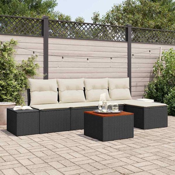 vidaXL Garten-Sofa-Set 6 pcs Schwarz und Weiß
