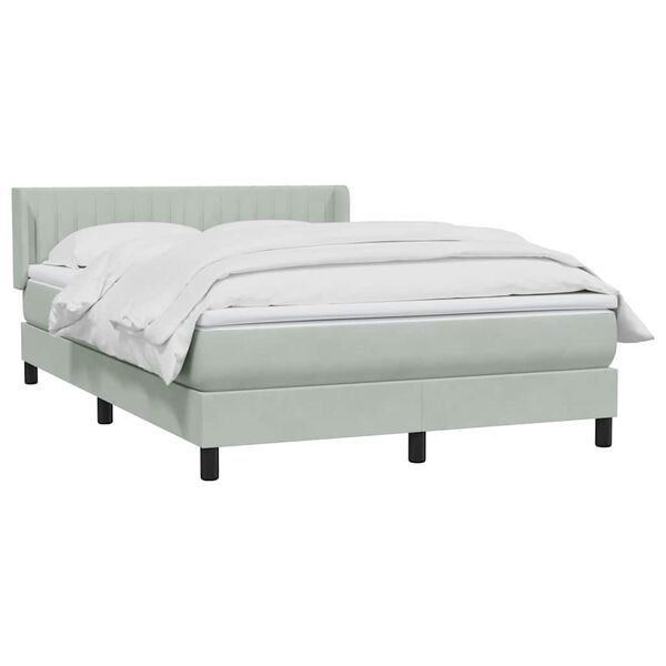 vidaXL Boxspringbett mit Matratze Hellgrau 160x220 cm Samt