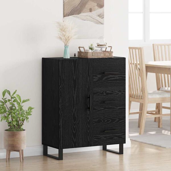 vidaXL Sideboard mit Schubladen Schwarz Eichen-Optik 69,5 x 34 x 90 cm