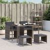 vidaXL 5-tlg. Garten-Essgruppe mit Kissen Grau Poly Rattan