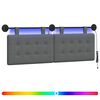 vidaXL H&auml;ngendes Kopfteil Mit LED Licht Dunkelgrau Stoff
