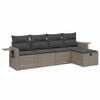 vidaXL 5-tlg. Garten-Sofagarnitur mit Kissen Grau Poly Rattan