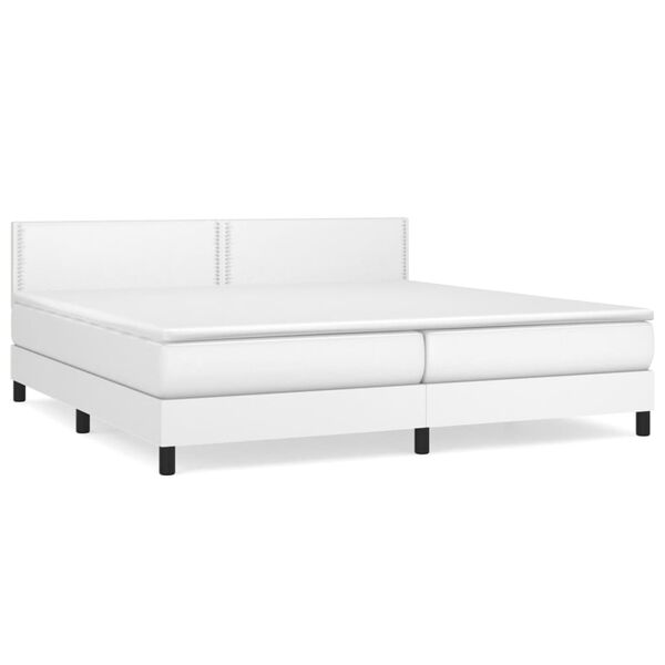 vidaXL Boxspringbett mit Matratze Wei&szlig; 200x200 cm Kunstleder