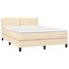 vidaXL Boxspringbett mit Matratze & LED Creme 140x190 cm Stoff