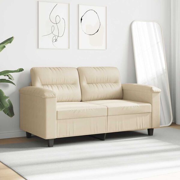 vidaXL 2-Sitzer-Sofa Creme 140 cm Mikrofasergewebe