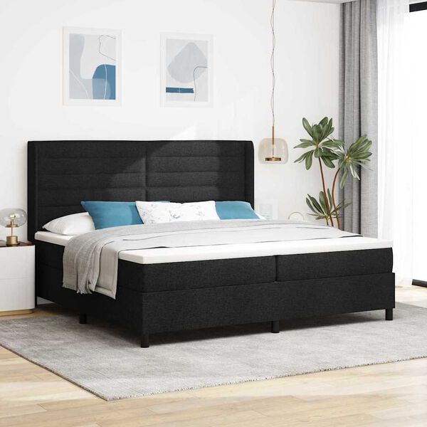 vidaXL Boxspringbett mit Matratze Schwarz 200 x 200 cm Stoff