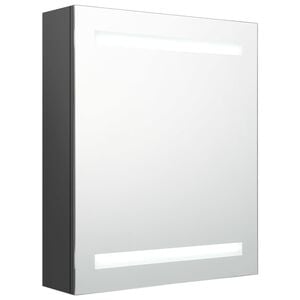 vidaXL LED-Bad-Spiegelschrank Grau 50x14x60 cm