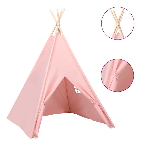 vidaXL Kinder Tipi-Zelt mit Tasche Pfirsichhaut Rosa 120x120x150 cm