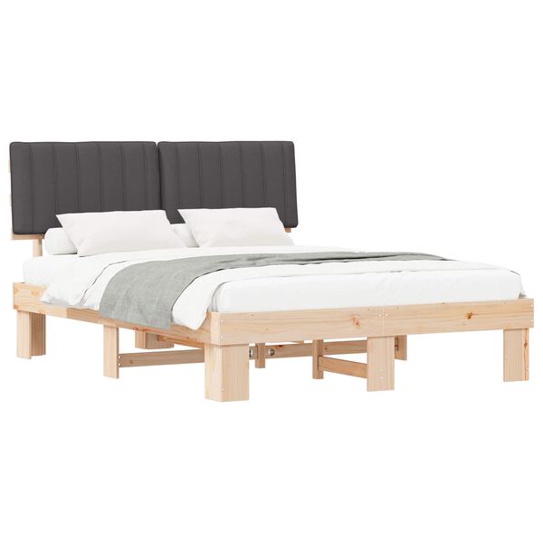 vidaXL Bettgestell mit gepolstertem Kopfteil Dunkelgrau 160 x 200 cm