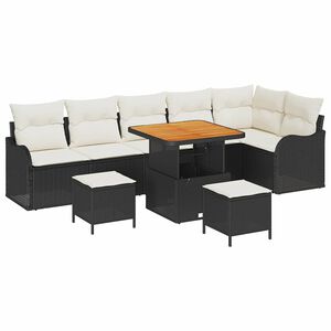 vidaXL Garten-Sofa-Set 9 pcs Schwarz Poly-Rattan