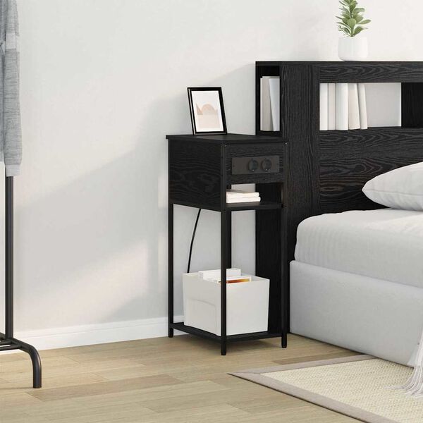 vidaXL Nachttisch Schwarz Eichen-Optik 41 x 28 x 76 cm Holzwerkstoff