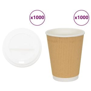 vidaXL Pappbecher mit Deckeln 1000 Stk. 12oz 300ml
