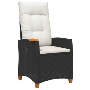 vidaXL Liegestuhl mit Teeteller Schwarz und Cremewei&szlig; Poly-Rattan
